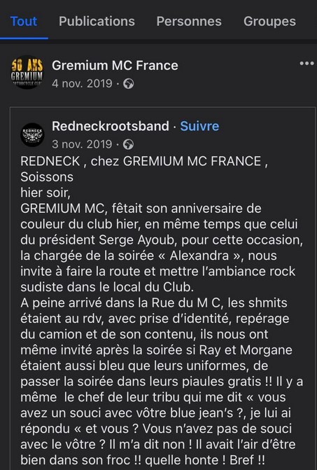 Le groupe de musique les Rednecks remerciant Alexandra pour l'accueil lors de l'anniversaire d'Ayoub.