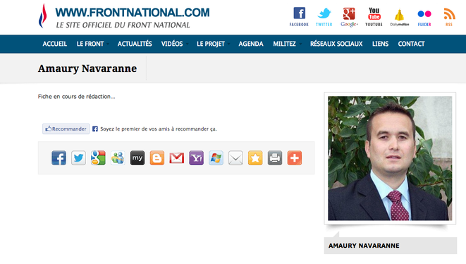 La fiche d'Amaury Navarranne, membre du comité central du FN.