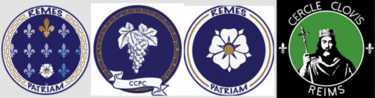 1. Premier logo des Remes. 2. Logo du Cercle Culture et Patrimoine Champenois. 3. Nouveau logo des Remes. 4. Logo du Cercle Clovis.