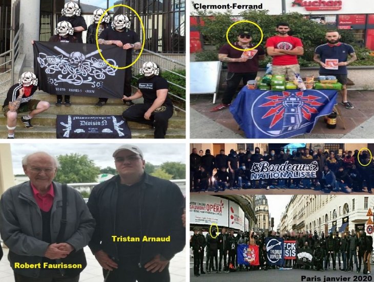 Tristan Arnaud avec le Bastion Social de Clermont, Bordeaux Nationaliste, à Paris et Robert Faurisson.