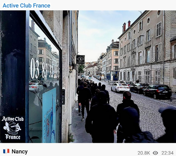 Les troupes de l'Active club Nancy-Lorraine organisent des chasses aux gauchistes dans les rues de Nancy (ici début juillet 2024)