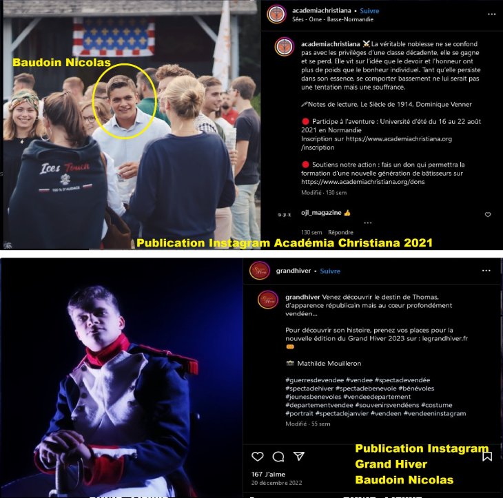 Baudoin Nicolas, acteur du Grand hiver présent à un événement du mouvement identitaire Académia Christiana en 2021.
